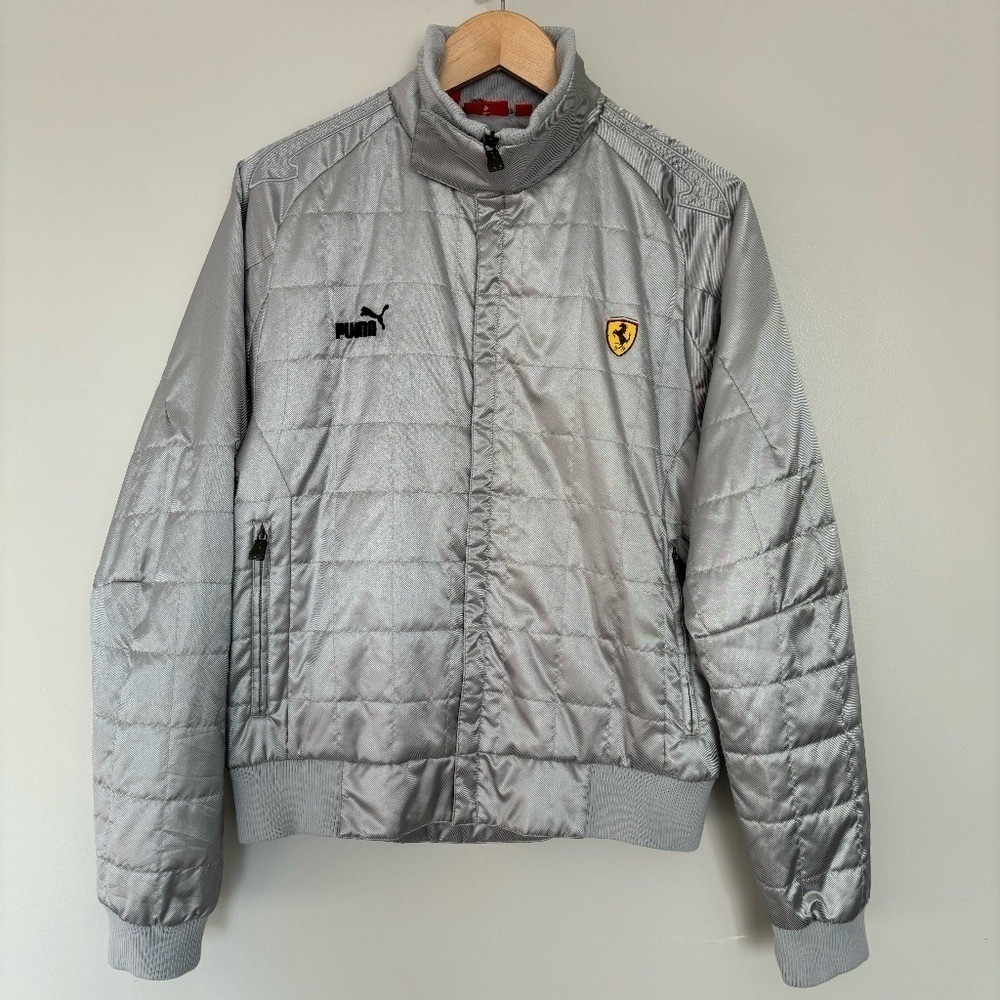 Ferrari by Puma Racer Space Gray Nylon Jacket Metallic/Silver Size Lโ